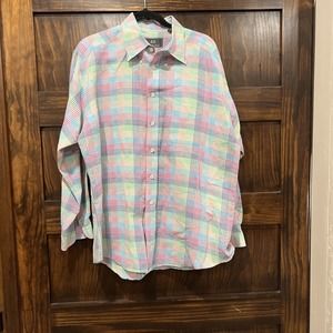 Hinton & Hinton Men’s shirt size large plaid button up long sleeve pocket‎ multi